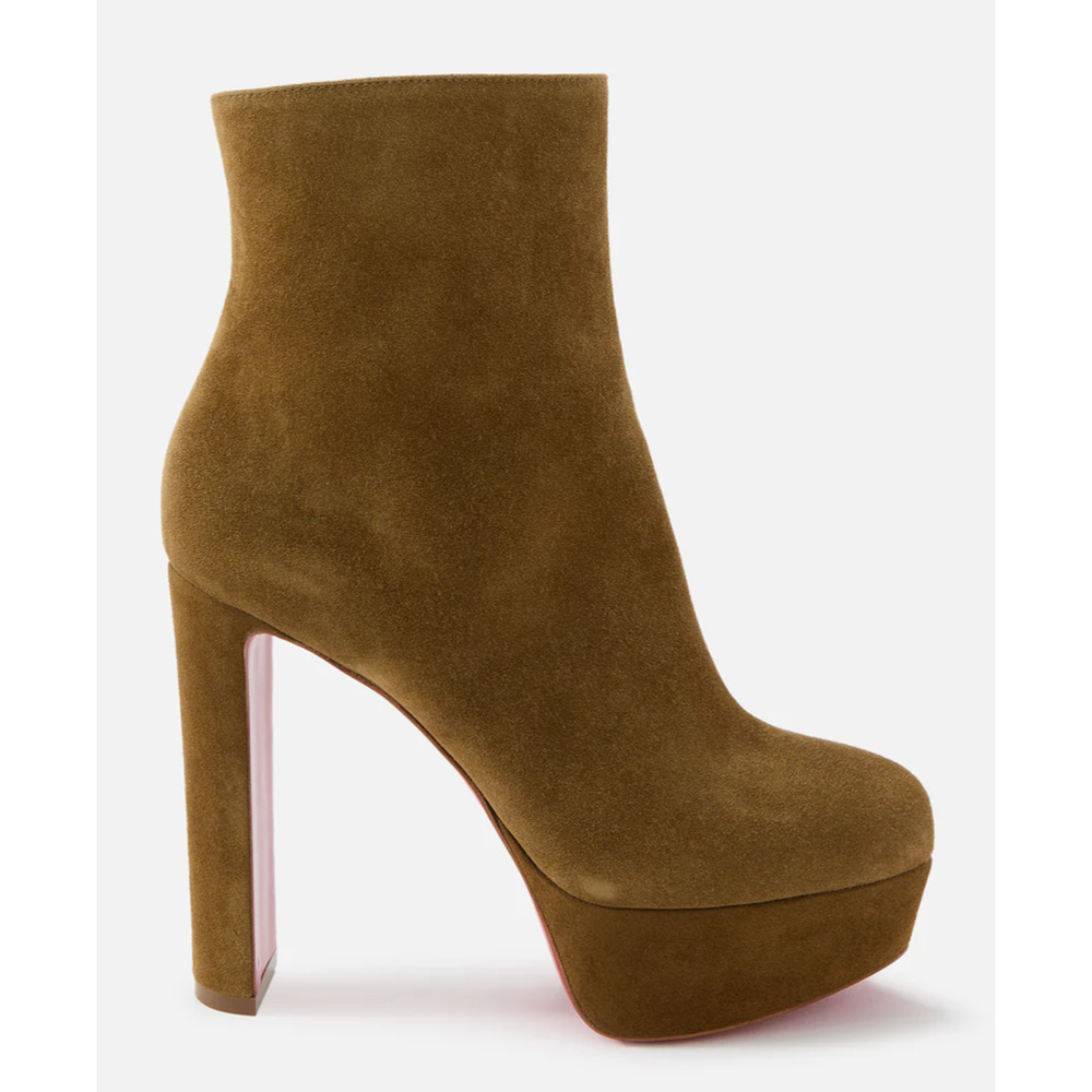 Christian Louboutin Loo Booty 130 Bronzo Brown Platform Heel Ankle Boot 38.5 - Picture 3 of 16